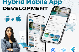 develop hybrid mobile apps in flutter, react native, ionic