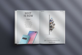 design digital corporate trifold bifold brochure, magazine and advertisement