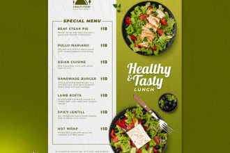 design menu card, ala carte or price menu
