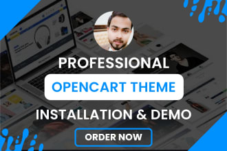 opencart theme installation and demo setup, logo and plugins setup