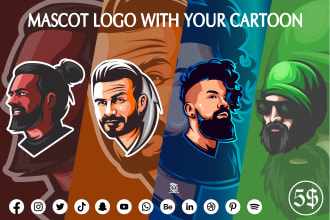 make an awesome attractive cartoon mascot logo face from your photo in 24 hours