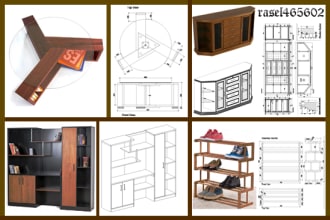 do every furniture design in auto cad 2d , 3d
