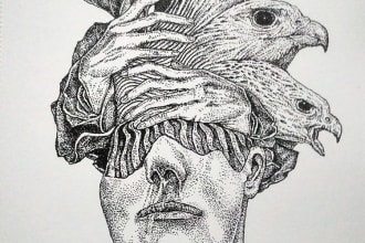 draw amazing illustration animal, creature, plants pen and ink