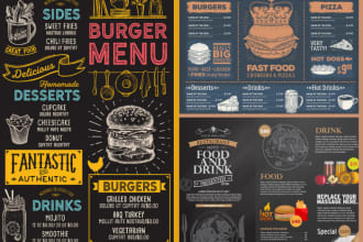 do  restaurant menu design, food menu or digital menu