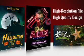 design christmas halloween newyear party postcard flyer greeting card