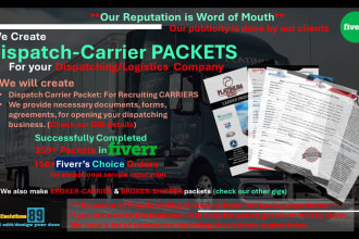 urgently create dispatch carrier agreement, contract, packet