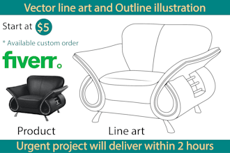 draw vector line art or outline illustration