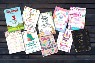 do beautiful invitation card for birthdays, baby showers, or baby announcements