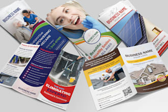design brochure, flyer, postcard for pressure washing, solar, roofing, medical