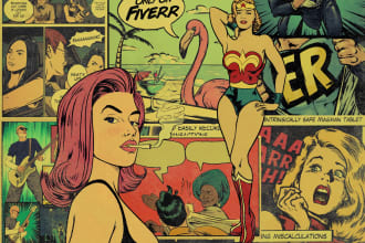 draw old retro distressed comic illustration