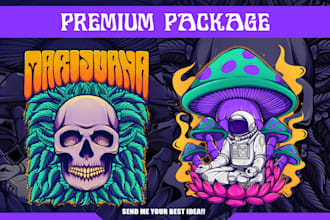 illustrated simple trippy psychedelic t shirt design
