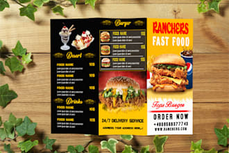 design modern restaurant menu, food menu, flyer or brochure for you
