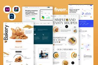 do website on figma or web UI UX mockup in PSD, adobe xd, landing page