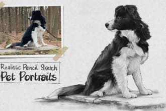 draw your pet into portrait realistic pencil sketch