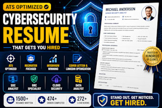 write your cyber security, soc, and data analyst resume and linkedin