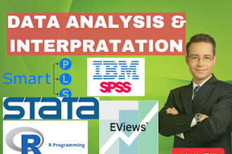 do data analysis and interpretation in r, python spss, stata eviews amos