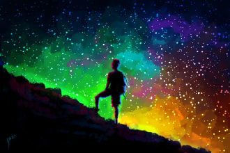 illustrate a magical silhouette digital painting