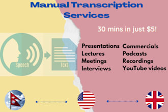 accurately transcribe your nepali and english audio or video