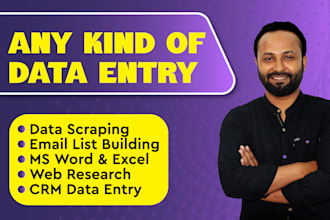 do any kind of data entry, web research, data scraping jobs