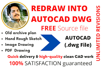 recreate pdf, hand sketch, image drawing into autocad