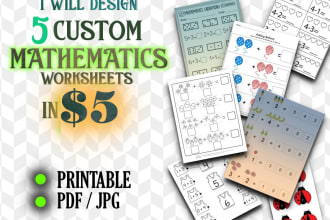 design custom printable maths worksheet in PDF