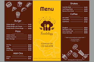 design creative, modern restaurant food menu