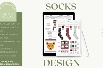 design creative collection and tech pack of socks for you