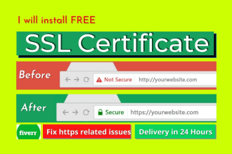 install and fix the free SSL certificate within 1 hour