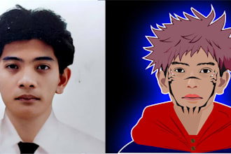 background removal, vectoring image and combining in anime