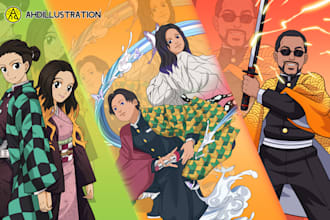 draw you in kimetsu or demon slayer anime style