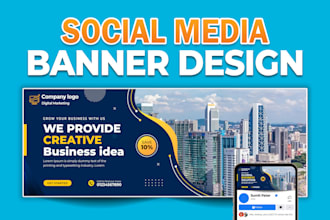 design facebook cover, linkedin banner, and social media banners