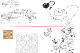 draw detailed vector line art for a product, cnc, and laser cutting