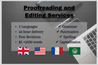 proofread and edit english french arabic texts in 24hrs