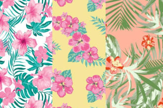 do pattern design, textile, fabrics, prints in illustrator