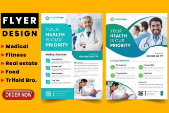 design medical, dental flyer, trifold brochure within 24h