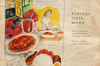 create vintage vibes illustration for your menu or cookbook