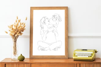 draw mother baby pregnant mom portrait from your photo