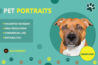 draw your pets, dogs, cats into cartoon vector portrait