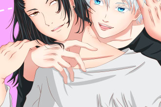 draw bl, straight or yuri couple in anime style for you