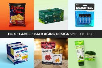 design creative product packaging, box or label with die cut