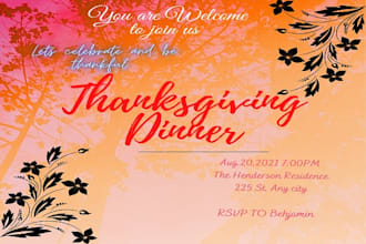 design a beautiful thanksgiving, birthday invitation
