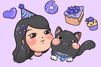 create a cute illustrated youtube or social media header