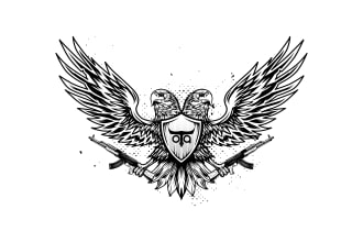 create artistic black and white vector animal illustration