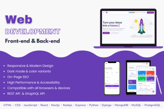 create impressive website with react, nodejs, nextjs, django