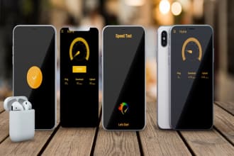 design app screenshots, logo, feature images, and mockups