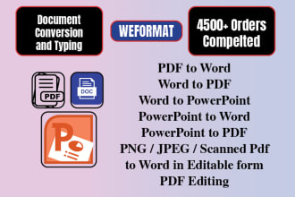 转换PDF到word, word到PDF，图像到word, excel, PPT