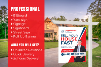 design professional banner signage, billboard or yard sign