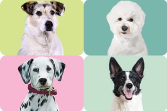 draw your cat, dog, or any pet into cartoon vector portrait