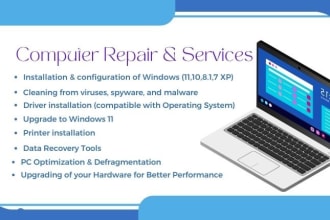 repair,fix,troubleshoot operating systems,computer, laptop tech support remotely