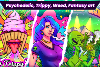 make psychedelic, trippy, weed, fantasy art